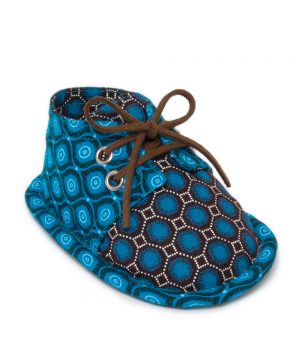 Rhino Shweshoes: Lace-up Shoes in Blue Shweshwe