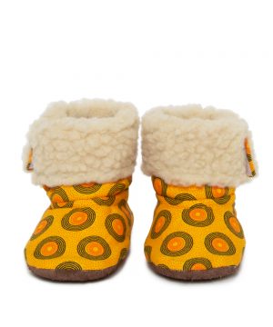 Ingwe Winter Booties in Yellow Shweshwe
