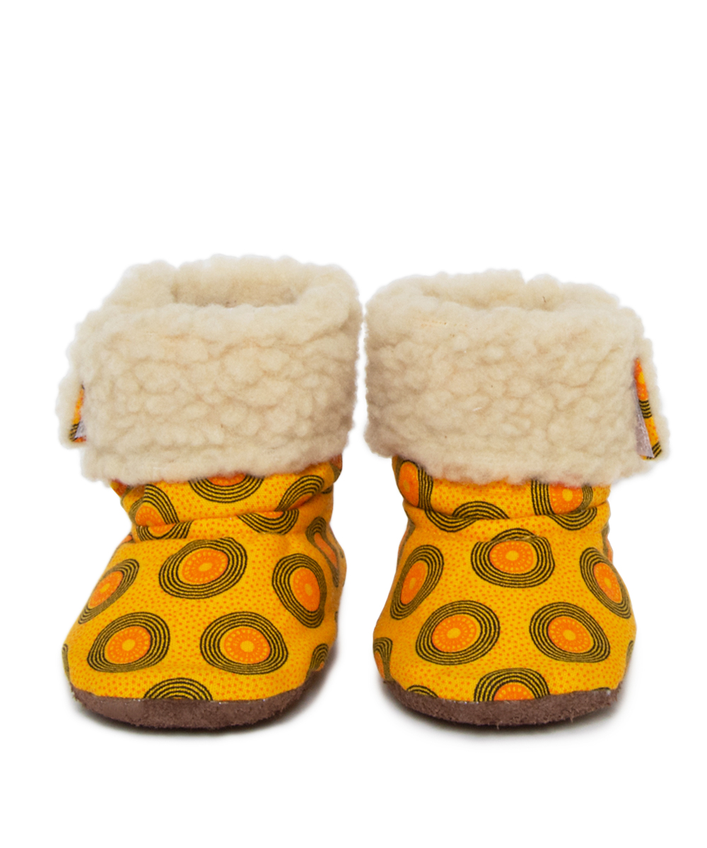 Ingwe Winter Booties in Yellow Shweshwe